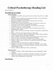 Research paper thumbnail of Critical Psychotherapy References list