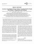 Research paper thumbnail of Accuracy of an Intimate Partner Violence Screening Tool for Female VHA Patients: A Replication and Extension