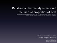 Research paper thumbnail of Relativistic thermal dynamics and the inertial properties of heat