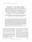 Research paper thumbnail of Hepatitis C virus (HCV) RNA determination after two weeks of induction interferon treatment is an accurate predictor of nonresponse: comparison of two treatment schedules