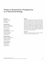 Research paper thumbnail of Theses on biosemiotics: Prolegomena to a theoretical biology