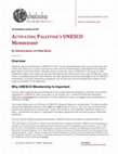 Research paper thumbnail of Activating Palestine’s UNESCO Membership