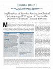 Research paper thumbnail of Implications of practice setting on clinical outcomes and efficiency of care in the delivery of physical therapy services