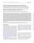 Research paper thumbnail of Confirming Stereochemical Structures of Strigolactones Produced by Rice and Tobacco