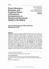 Research paper thumbnail of Factor structure, evolution, and predictive power of emotional competencies on physical and emotional health in the elderly