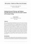 Research paper thumbnail of Solution-focused therapy and subject-scientific research into personal conduct of everyday living