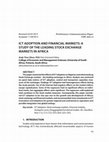 Research paper thumbnail of ICT ADOPTION AND FINANCIAL MARKETS: A STUDY OF THE LEADING STOCK EXCHANGE MARKETS IN AFRICA