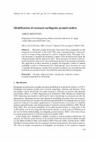 Research paper thumbnail of Identification of resonant earthquake ground motion