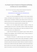 Research paper thumbnail of Use of Security Aspects in Tourism Service Management and Marketing