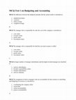 Research paper thumbnail of MCQ Test 1 on Budgeting and Accounting