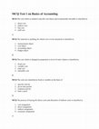 Research paper thumbnail of MCQ Test 1 on Basics of Accounting