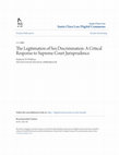 Research paper thumbnail of The Legitimation of Sex Discrimination: A Critical Response to Supreme Court Jurisprudence