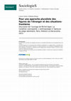 Research paper thumbnail of Pour une approche pluraliste des figures de l’étranger et des situations-frontières (SociologieS, 2016)