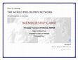 Research paper thumbnail of THE WORLD PHILOSOPHY NETWORK All philosophers in one place. MEMBERSHIP CARD E-magazine for Culture and Philosophy " Philosophical Views " ф