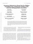 Research paper thumbnail of Consensus statement on group care for children and adolescents: A statement of policy of the American Orthopsychiatric Association