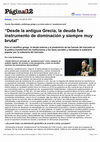 Research paper thumbnail of "Desde la antigua Grecia la deuda fue instrumento de dominacion y siempre muy brutal" - Dialogos, Pagina 12