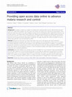 Research paper thumbnail of Providing open access data online to advance malaria research and control