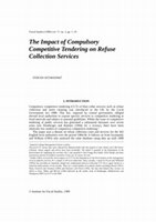 Research paper thumbnail of The impact of compulsory competitive tendering on refuse collection services