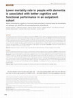 Research paper thumbnail of Lower mortality rate in people with dementia is associated with better cognitive and functional performance in an outpatient cohort