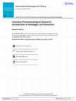 Research paper thumbnail of Untimely Phenomenological Research: Introduction to Heidegger and Education