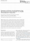 Research paper thumbnail of Expression in Escherchia coli and Purification of Sea Bass ( Dicentrarchus labrax) Interleukin 1ß, a Possible Immunoadjuvant in Aquaculture