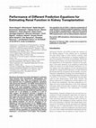 Research paper thumbnail of Performance of Different Prediction Equations for Estimating Renal Function in Kidney Transplantation