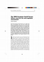 Research paper thumbnail of The 2003 European Social Forum: Where next for the anti-capitalist movement?