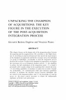 Research paper thumbnail of Unpacking the champion of acquisitions: the key figure in the execution of the post-acquisition integration process