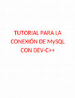 Research paper thumbnail of TUTORIAL PARA LA CONEXIÓN DE MySQL CON DEV-C