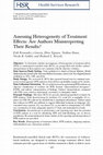 Research paper thumbnail of Assessing Heterogeneity of Treatment Effects: Are Authors Misinterpreting Their Results?