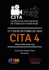 Research paper thumbnail of CiTa4 Conferencia Internacional de Traducción Audiovisual en Universidad Pompeu Fabra