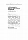 Research paper thumbnail of Role of Intermediation in the Management of Complex Socio-Technical Transitions