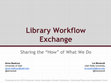 Research paper thumbnail of Library Workflow Exchange Sharing the " How " of What We Do