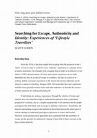 Research paper thumbnail of Searching for escape, authenticity and identity: Experiences of 'lifestyle travellers'