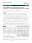 Research paper thumbnail of Developing a viva exam to assess clinical reasoning in pre-registration osteopathy students