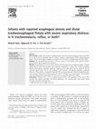 Research paper thumbnail of Infants with repaired esophageal atresia and distal tracheoesophageal fistula with severe respiratory distress: is it tracheomalacia, reflux, or both?