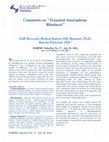 Research paper thumbnail of Comments on "Transient Smartphone Blindness”- New England Journal of Medicine, 374 (25)