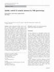 Research paper thumbnail of Quality control of cosmetic mixtures by NIR spectroscopy