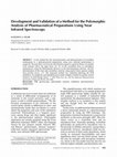 Research paper thumbnail of Development and validation of a method for the polymorphic analysis of pharmaceutical preparations using near infrared spectroscopy