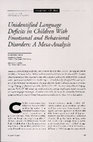 Research paper thumbnail of Unidentified Language Deficits in Children with Emotional and Behavioral DIsorders: A Meta-Analysis