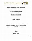 Research paper thumbnail of CLIMATE CHANGE POLICY AND PUBLIC  HEALTH