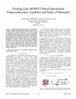 Research paper thumbnail of Floating gate MOSFET based Operational Transconductance Amplifier and study of mismatch