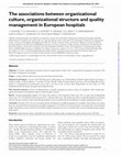 Research paper thumbnail of The associations between organizational culture, organizational structure and quality management in European hospitals