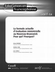 Research paper thumbnail of La formule actuelle d’évaluation ministérielle au Nouveau-Brunswick. Pour qui? Pourquoi?