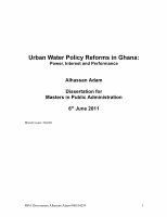 Research paper thumbnail of Urban Water Policy Reforms in Ghana: Power, Interest and Performance