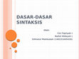 Research paper thumbnail of Dasar dasar Sintaksis