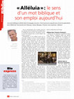 Research paper thumbnail of "'Alléluia': le sens d’un mot biblique et son emploi aujourd’hui", Vivre, N°4, 2016, pp. 10-11.