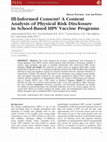 Research paper thumbnail of Ill-informed consent? A content analysis of physical risk disclosure in Canadian school-based HPV vaccine programs