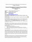 Research paper thumbnail of Financial Management (Corporate Financial Policy