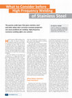 Research paper thumbnail of What to Consider before High-Frequency Welding of Stainless Steel